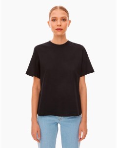 Чёрная базовая футболка Loose straight из тонкого джерси Gloria jeans
