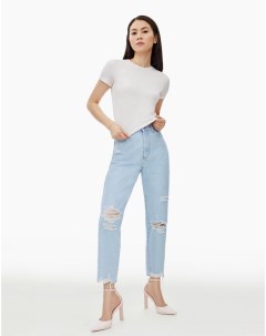 Рваные джинсы New Mom с высокой талией Gloria jeans