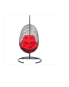 Подвесное кресло овальное цвет плетения черный подушка красный каркас черный красный 80 0x120 0x66 0 Ecodesign