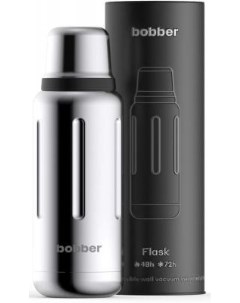 Термос FLASK 1000 GLOSSY 1л серебристый чёрный Bobber