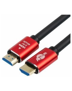 Кабель HDMI 5м AT5943 круглый красный золотистый Atcom