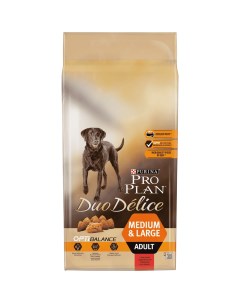 Корм для собак Duo delice для средних и крупных пород с говядиной сух 10кг Pro plan