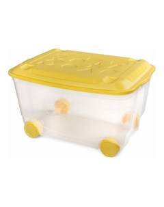 Ящик для игрушек 45 л на колесах с крышкой пластик 58х39х33 5 см бесцветный 431306201 Пластишка