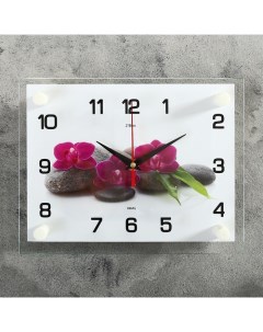 Часы Цветки на камнях 20х26 см Рубин