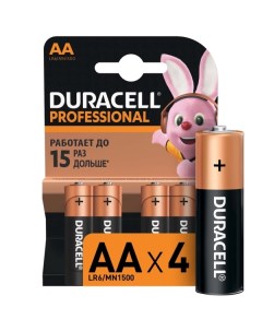 Батарея Duracell Professional AA LR6 MN1500 4шт Professional AA LR6 MN1500 4шт
