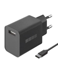 Сетевое зарядное устройство с кабелем InterStep New RT 1 USB 2A кабель USB Type C 1м Black New RT 1  Interstep