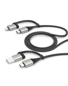 Кабель Lightning Deppa Lightning USB C USB C USB A 1 2м черный 72311 Lightning USB C USB C USB A 1 2