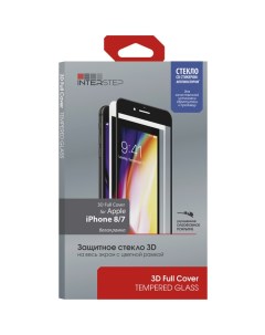 Защитное стекло InterStep 3D Full Cover iPhone 8 7 белая рамка c аппл 3D Full Cover iPhone 8 7 белая Interstep