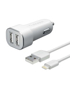 Автомобильное зарядное устройство для Apple Deppa 2 USB 2 4А кабель Lightning MFI белый 11291 2 USB 