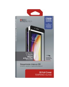 Защитное стекло InterStep 3D Full Cover iPhone 8 Plus 7 Plus белое c аппл 3D Full Cover iPhone 8 Plu Interstep