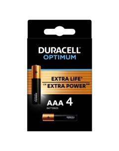 Батарея Duracell Optimum ААА 4 шт Optimum ААА 4 шт