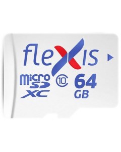 Карта памяти microSDXC 64GB Cl10 U1 c адаптером Flexis
