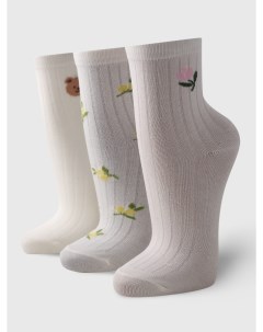 Набор высоких носков с цветочным принтом 3 пары Твое