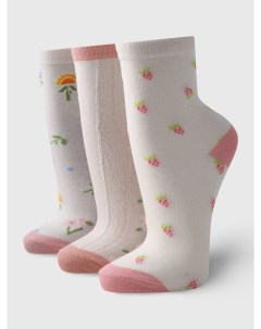 Набор хлопковых высоких носков с принтом 3 пары Твое