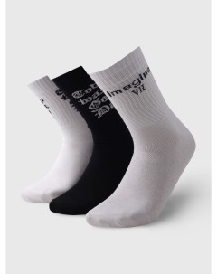 Набор хлопковых высоких носков с надписями 3 пары Твое