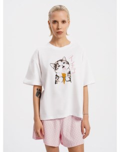 Хлопковая пижама с принтом кошечки Твое