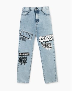 Прямые джинсы Straight с граффити принтом для мальчика Gloria jeans