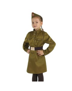 Маскарадный костюм военного для девочки с пилоткой ремень рост 146 размер 38 Страна карнавалия