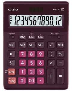 Калькулятор настольный GR 12С WR 210х155 мм 12 разрядов двойное питание бордовый Casio