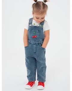 Полукомбинезон детский текстильный джинсовый для девочек Playtoday baby