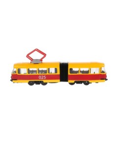 Машина металлическая со светом и звуком Трамвай с гармошкой 19 см Технопарк