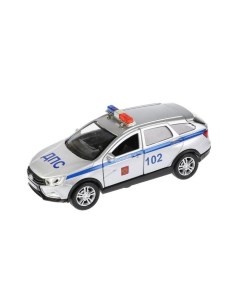 Машина металлическая со светом и звуком Lada Vesta SW Cross Полиция 12 см Технопарк