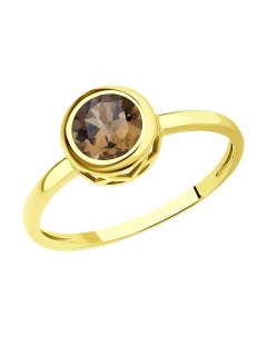 Кольцо из желтого золота с раухтопазом Sokolov
