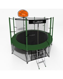 Батут Classic Basket 14FT 427 см с нижней сетью и лестницей зеленый I-jump