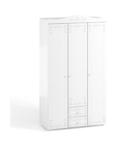 Шкаф трехдверный Италия ИТ 56 с ящиками белое дерево Олмеко