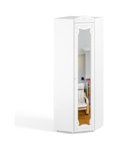 Шкаф угловой Италия ИТ 66 с зеркальной дверью белое дерево Олмеко