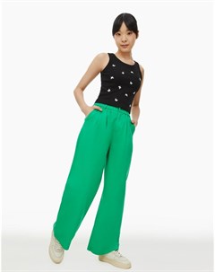 Зелёные брюки Long Leg с защипами для девочки Gloria jeans