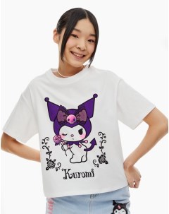 Белая футболка с принтом Kuromi для девочки Gloria jeans