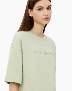 Оливковая футболка oversize с вышивкой Your choice женская Gloria jeans