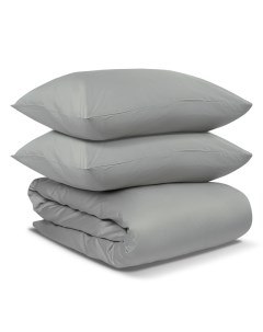 Комплект постельного белья двуспальный из сатина светло серого цвета из коллекции essential Tkano