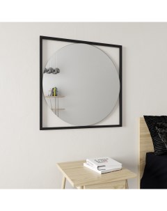 Дизайнерское настенное зеркало kvadrum m в металлической раме черного цвета черный 78x78x2 см Genglass