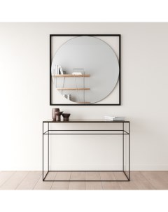 Дизайнерское настенное зеркало kvadrum l в металлической раме черного цвета черный 104x104x2 см Genglass