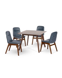 Комплект обеденный стол singa арт lwm sr 10108hj32 4 кресла bangi navy blue арт lw1813 b коричневый Ecodesign