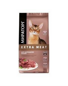 Extra Meat полнорационный сухой корм для домашних кошек старше 1 года с говядиной black angus Мираторг