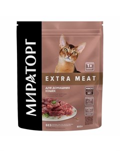 Extra Meat полнорационный сухой корм для домашних кошек старше 1 года с говядиной black angus 800 г Мираторг