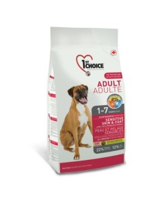 Adult Sensitive Skin Coat Сухой корм для взрослых собак всех пород с чувствительной кожей и шерстью  1st choice