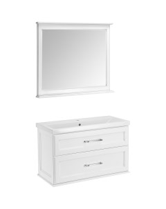 Комплект мебели для ванной Венеция 100 1195601 подвесной Белый с патиной Серебро Asb-woodline