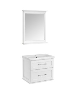 Комплект мебели для ванной Венеция 70 1195501 подвесной Белый с патиной Серебро Asb-woodline