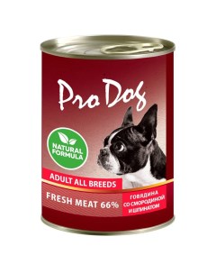 Корм для собак говядина красная смородина шпинат банка 400г Pro dog
