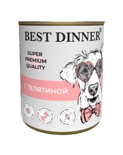 Корм для щенков и молодых собак Super Premium Мясные деликатесы телятина банка 340г Best dinner