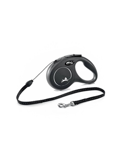 Рулетка для собак Classic Basic S (до 12 килограммов) трос 5м черная Flexi