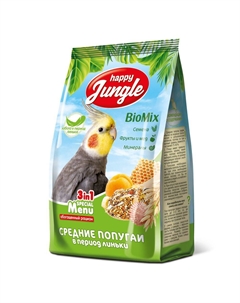 Корм для средних попугаев при линьке 500г Happy jungle