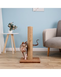 Когтеточка столбик 35х35х62 см верёвка 10 см с джутом для кошек коричневый Домоседы