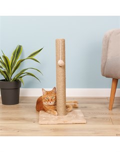 Когтеточка столбик 30х30х54 см верёвка 7 см с джутом для кошек бежевый Домоседы