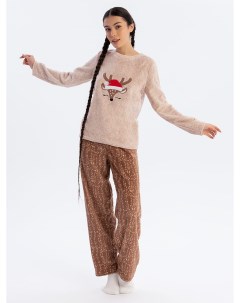 Махровая новогодняя пижама с оленями Твое