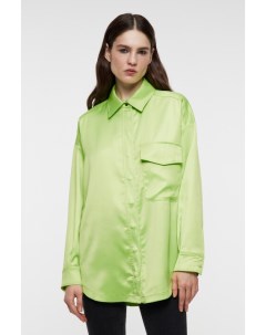 Блузка рубашка oversize атласная с нагрудным карманом Befree